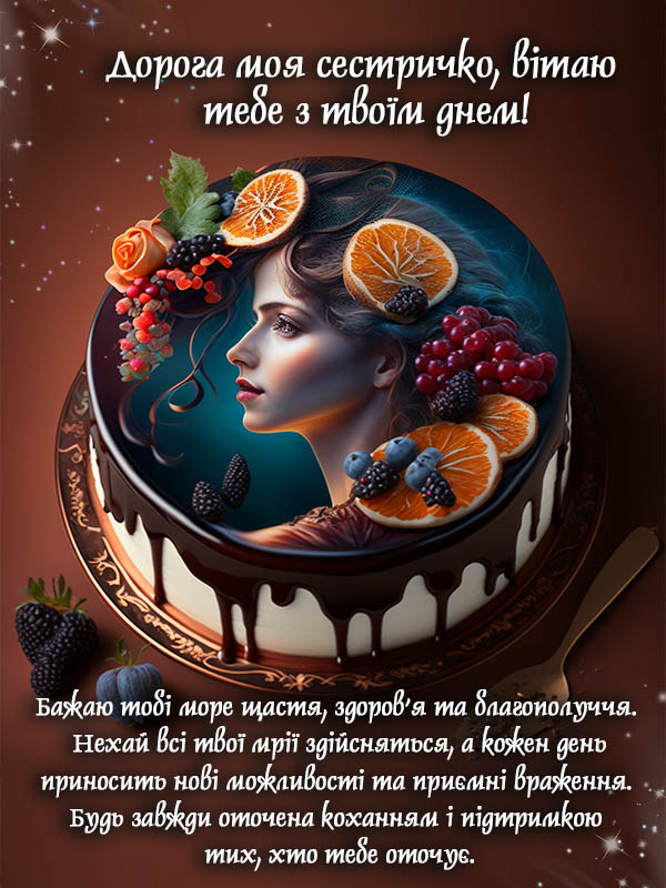 привітання з днем народження сестрі своїми словами листівка