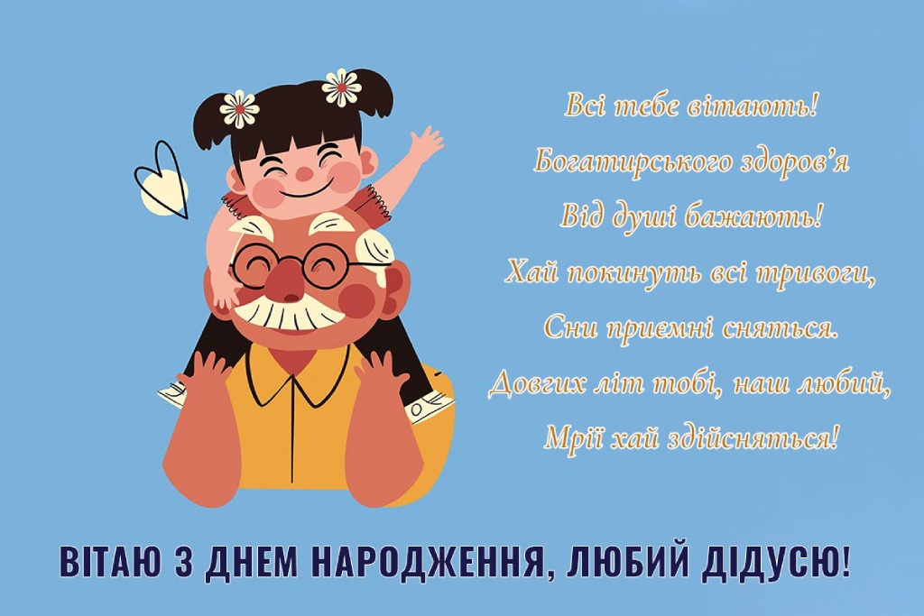 Привітання з Днем народження для дідуся картинка