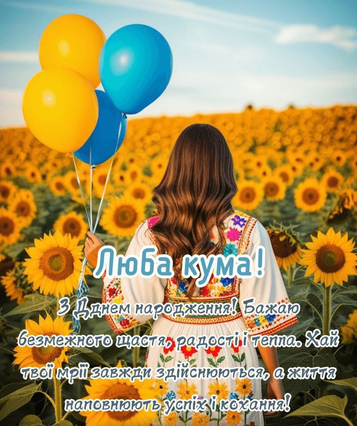 Сучасне привітання з Днем народження кумі