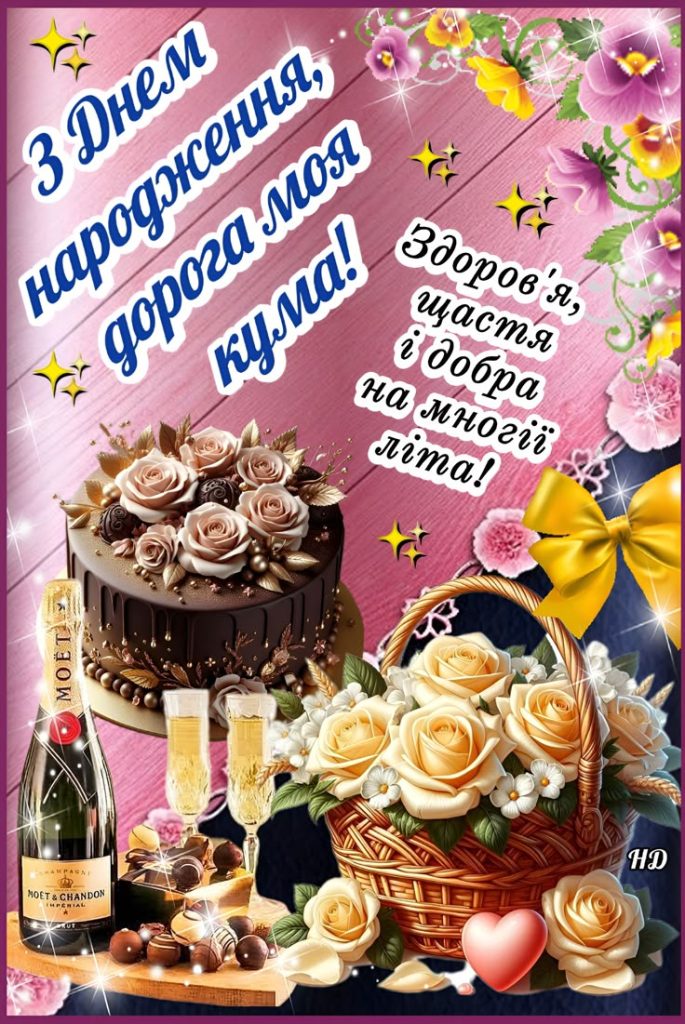 Сучасне привітання з Днем народження кумі